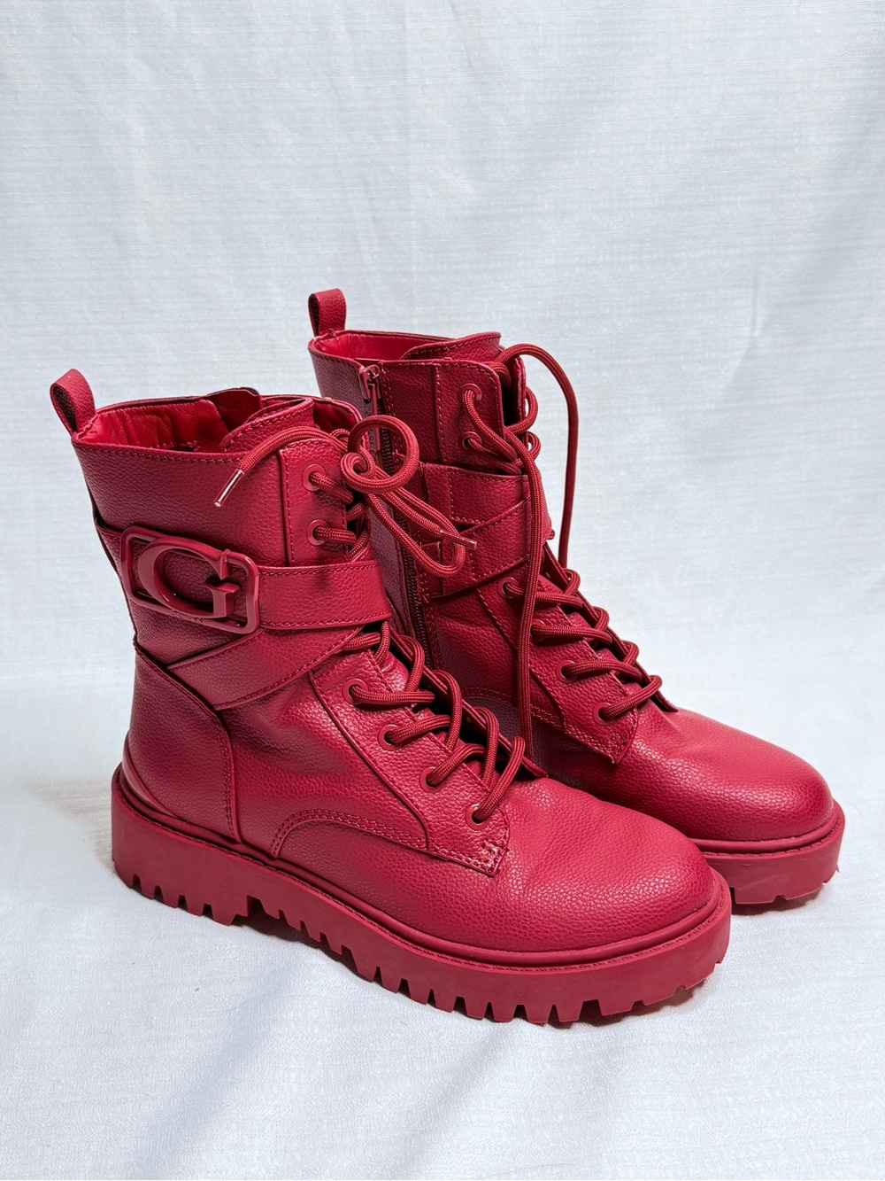 Guess Womens Orana  Lace Up Red Combat & Lace-up Boots Size 7